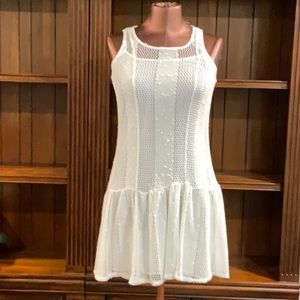 BCBGeneration Lined Crochet Whispering White Mini Dress